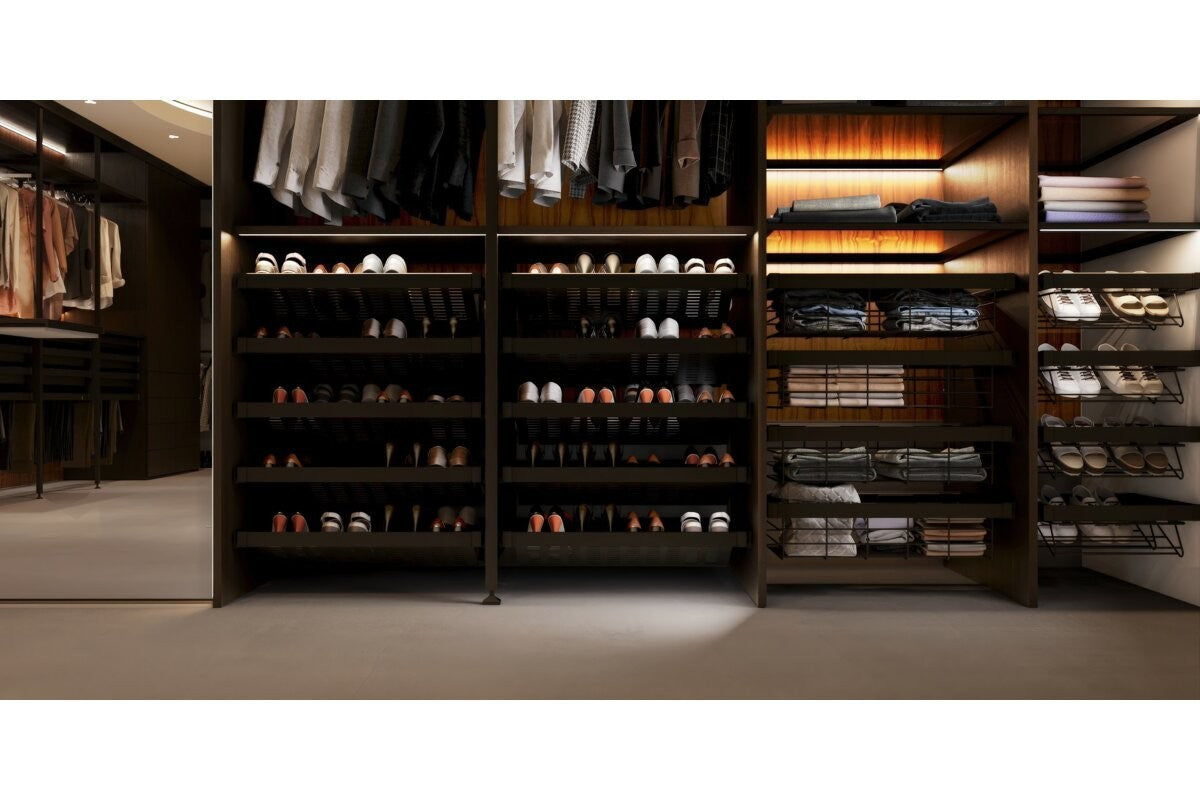Pull-Out Wardrobe Shoe Drawer 800mm - 2-Tier Wire Shoe Rack - Soft Close - view 6