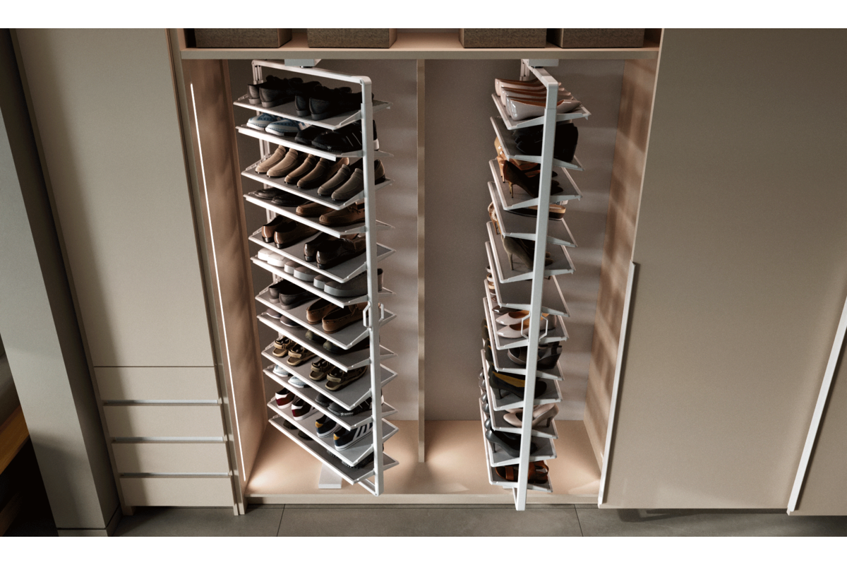 180° Rotating Wardrobe Shoe Carousel - 12 Shelf - 1890–2040mm - Soft Close - view 4