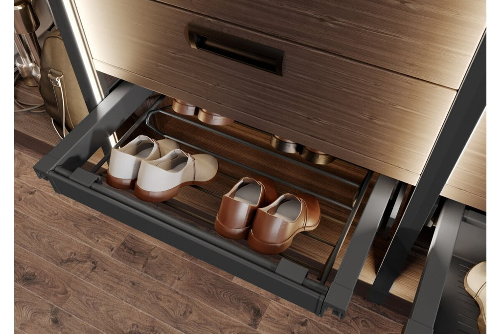 Pull-Out Wardrobe Shoe Drawer 800mm - 2-Tier Wire Shoe Rack - Soft Close - view 11