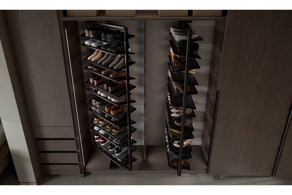180° Rotating Wardrobe Shoe Carousel - 12 Shelf - 1890–2040mm - Soft Close - view 8