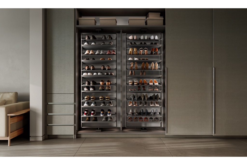 180° Rotating Wardrobe Shoe Carousel - 12 Shelf - 1890–2040mm - Soft Close - view 11