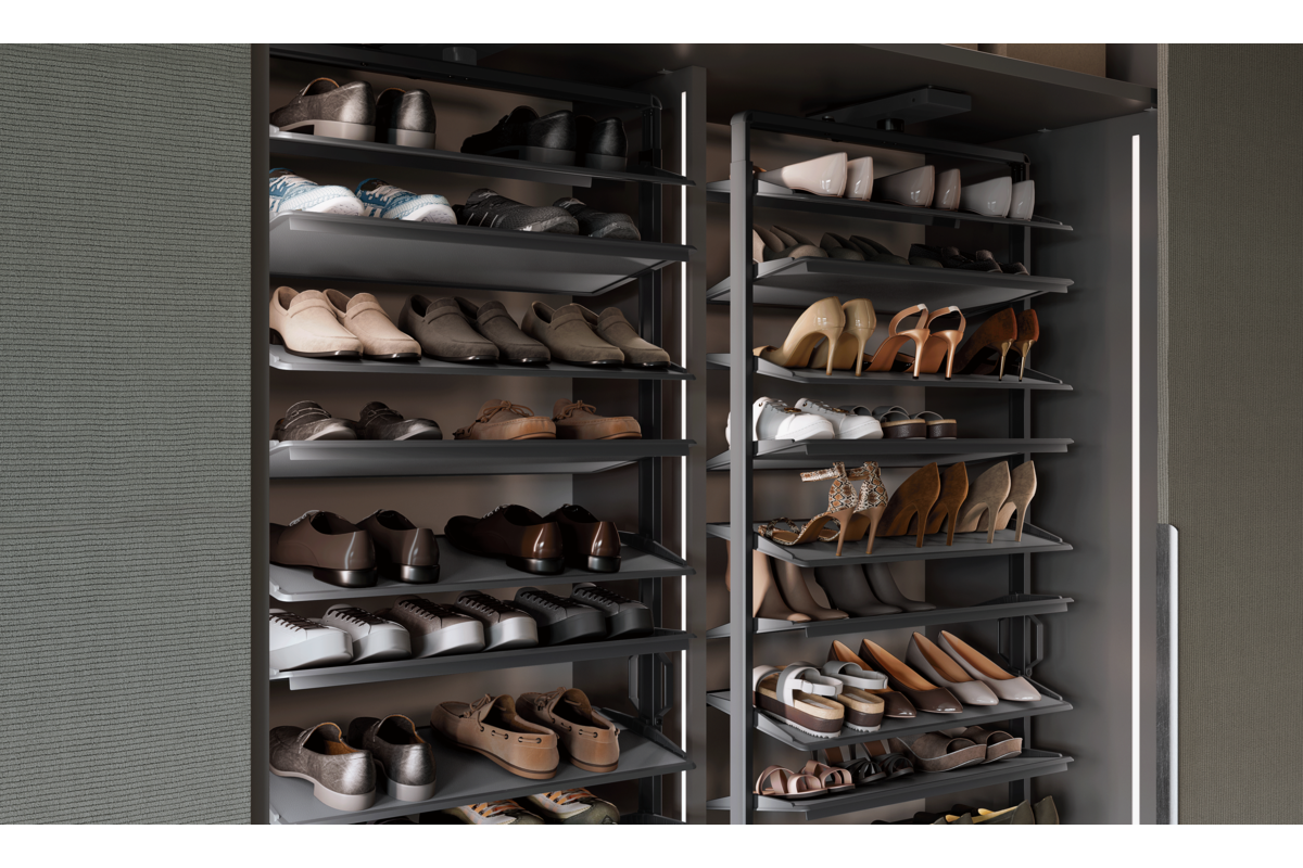 180° Rotating Wardrobe Shoe Carousel - 12 Shelf - 1890–2040mm - Soft Close - view 12