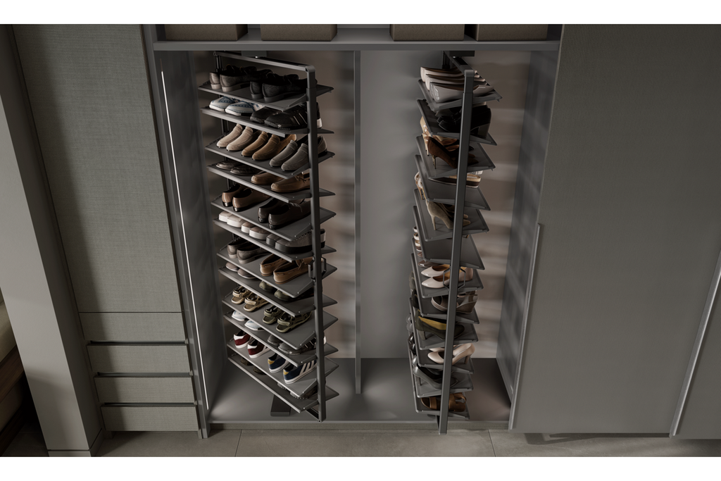 180° Rotating Wardrobe Shoe Carousel - 12 Shelf - 1890–2040mm - Soft Close - view 13
