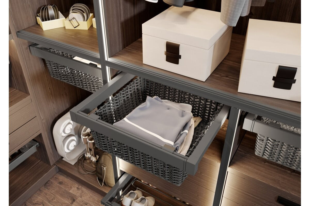 Pull-Out Wardrobe Rattan Basket Drawer 900mm - Soft Close Full Extension - view 6