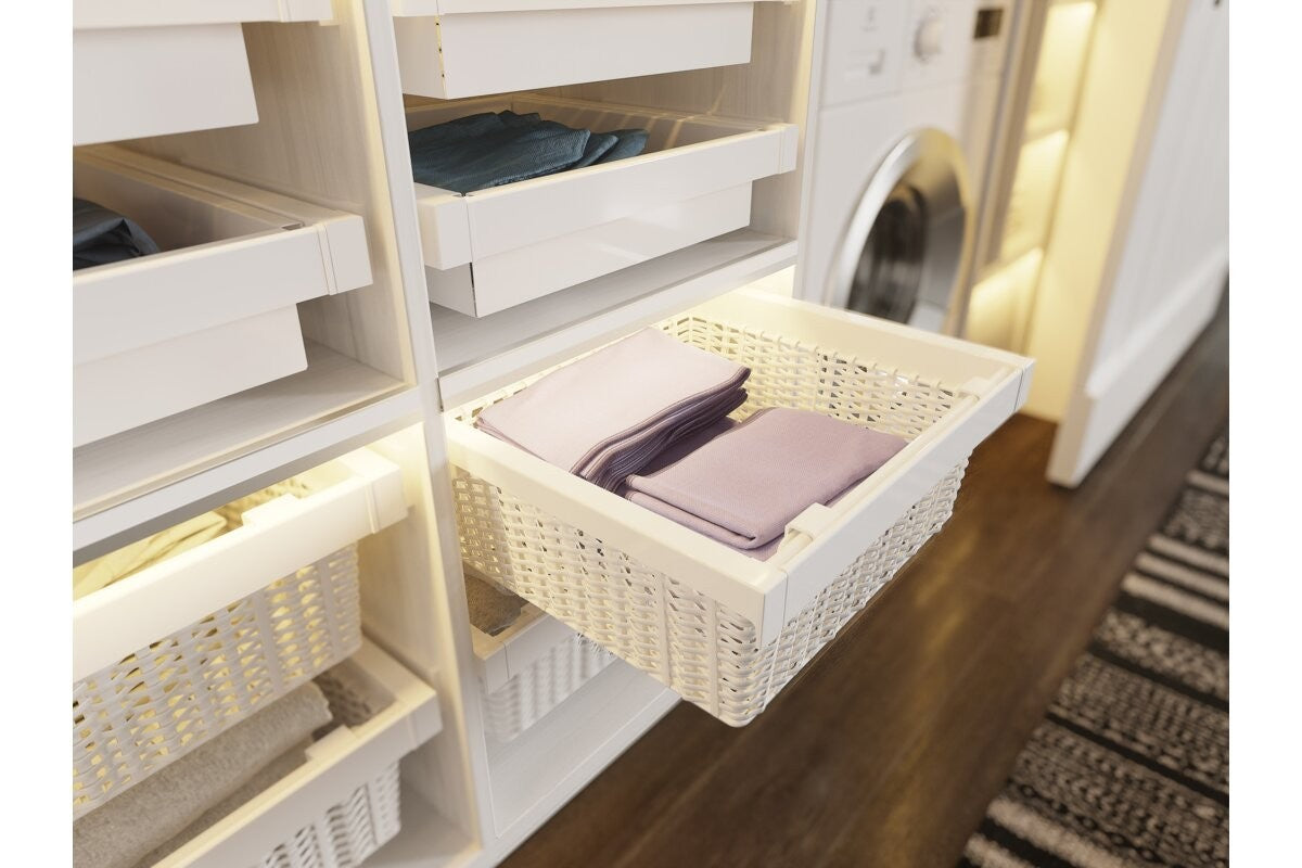 Pull-Out Wardrobe Rattan Basket Drawer 600mm - Soft Close Full Extension - view 5