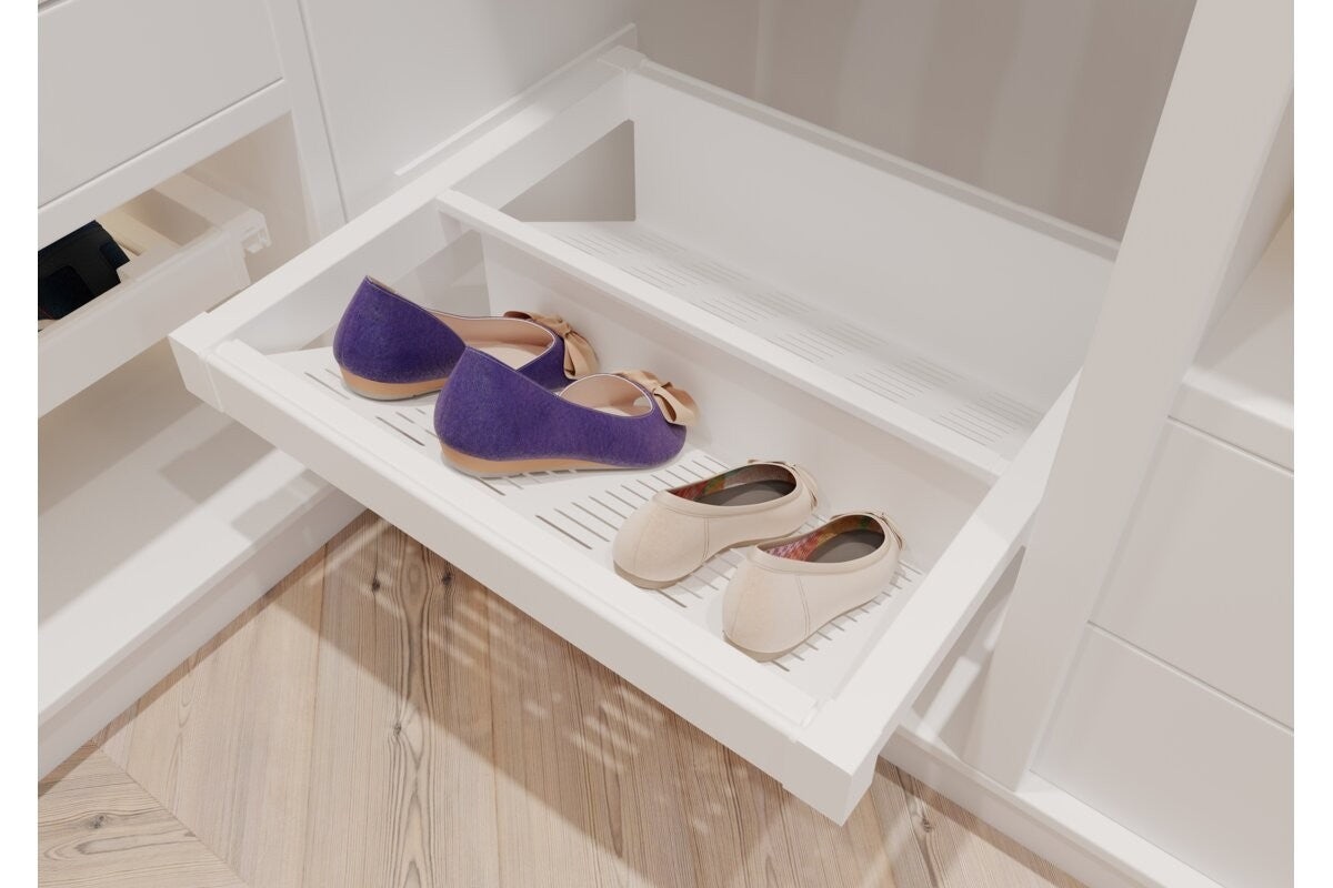 Pull-Out Wardrobe Metal Shoe Drawer 900mm - 2-Tier Solid Shelf Shoe Rack - view 4