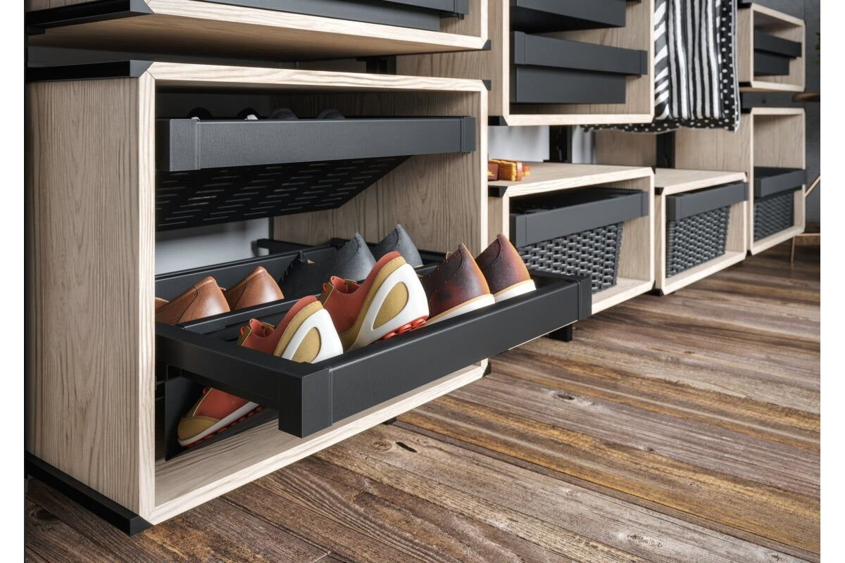 Pull-Out Wardrobe Metal Shoe Drawer 800mm - 2-Tier Solid Shelf Shoe Rack - view 11