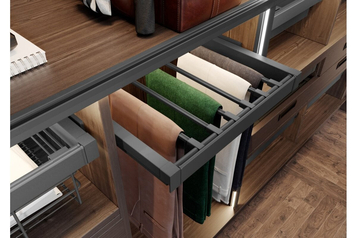 Pull-Out Trouser Hanger Drawer 600mm - Soft Close Full Extension - view 12