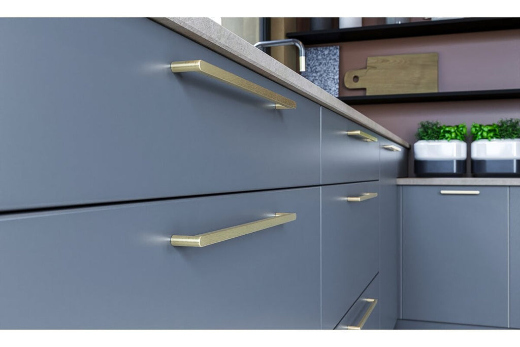 GTV NYXA Bar Handle 192/202mm Brushed Gold Kitchen Cabinet Drawer Pull - view 5
