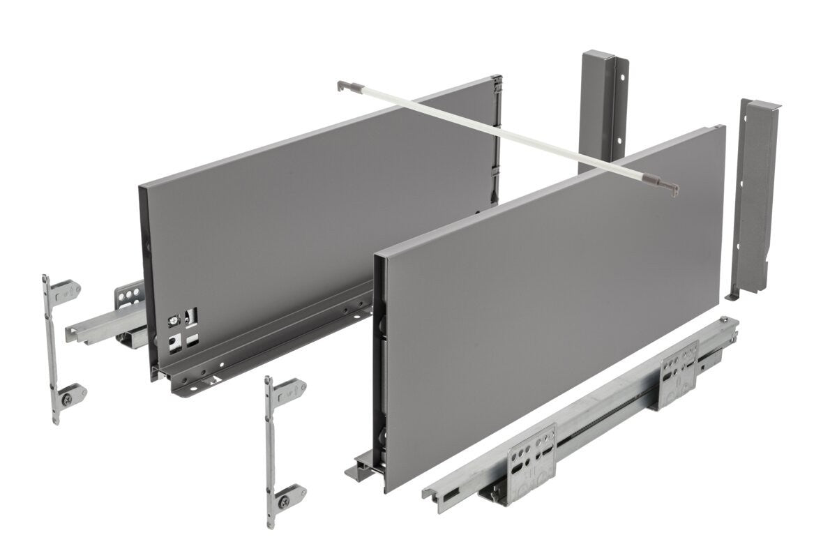 GTV AXIS PRO Slim Drawer System 400mm Medium 120mm Push To Open Anthracite