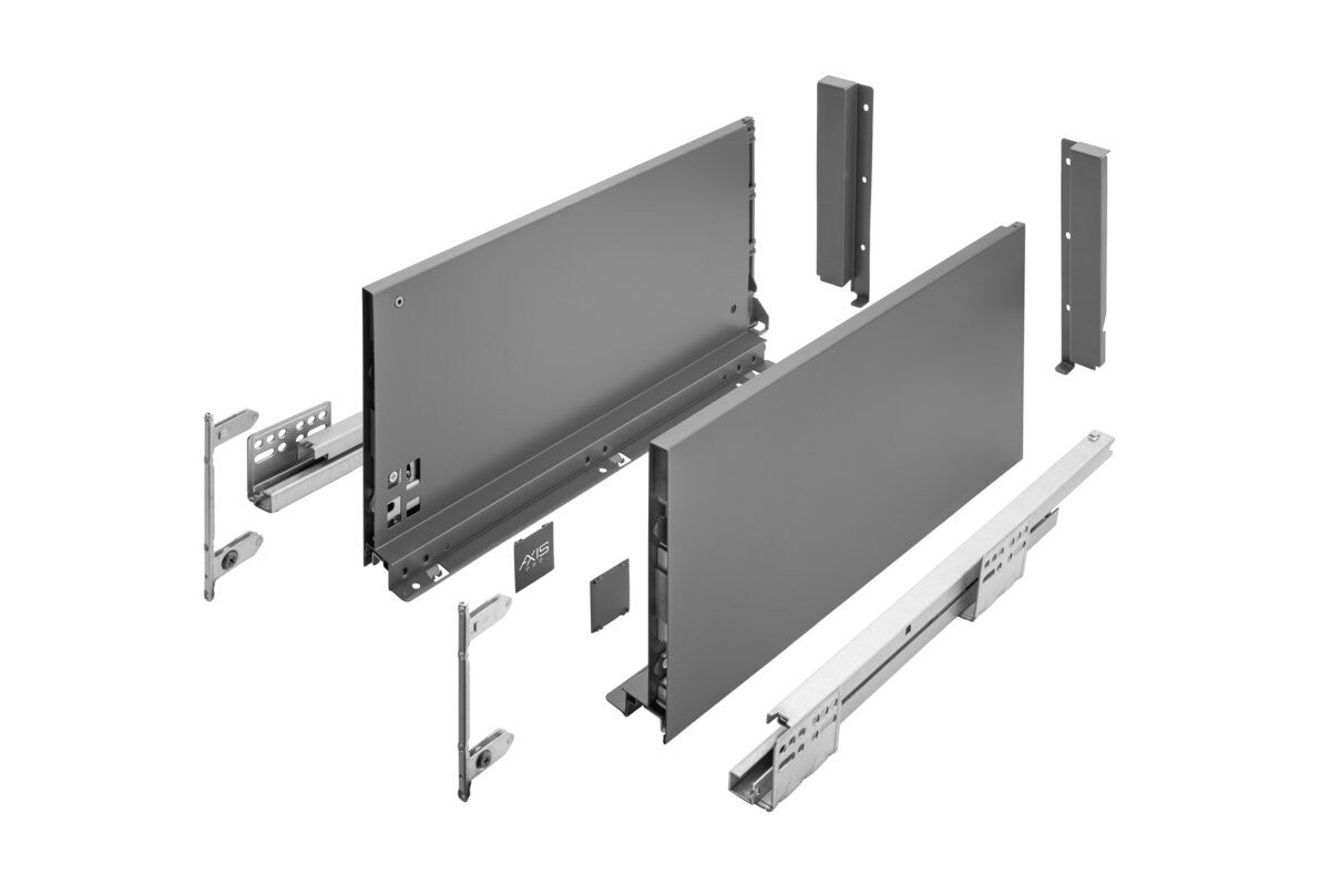 GTV AXIS PRO Slim Drawer System 350mm Extra High 199mm Soft Close Anthracite