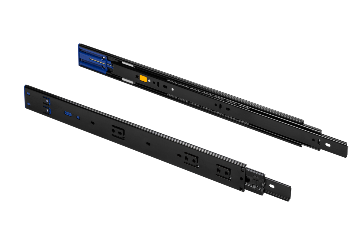 Pair BLACK GTV Versalite PLUS Drawer Runners 250mm Soft Close Ball Bearing 45mm