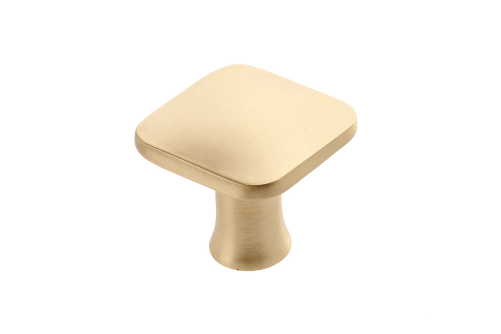 GTV PIAZZA Square Furniture Knob 30mm Brushed Gold Cabinet Drawer Pull
