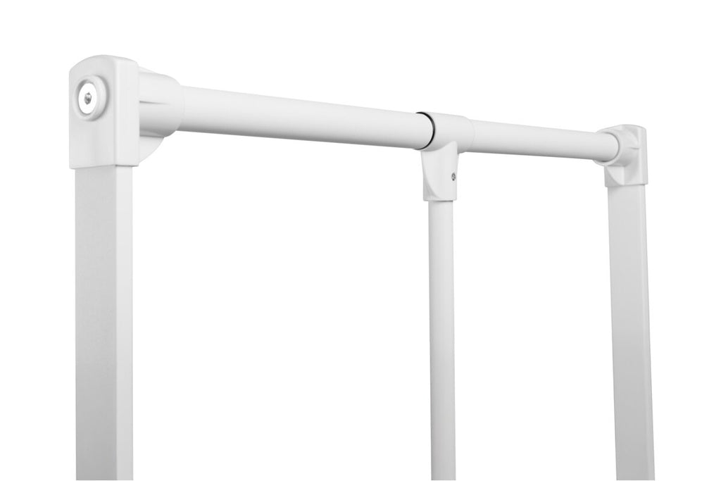 Close-up of the white pull-down wardrobe rail bar and arms