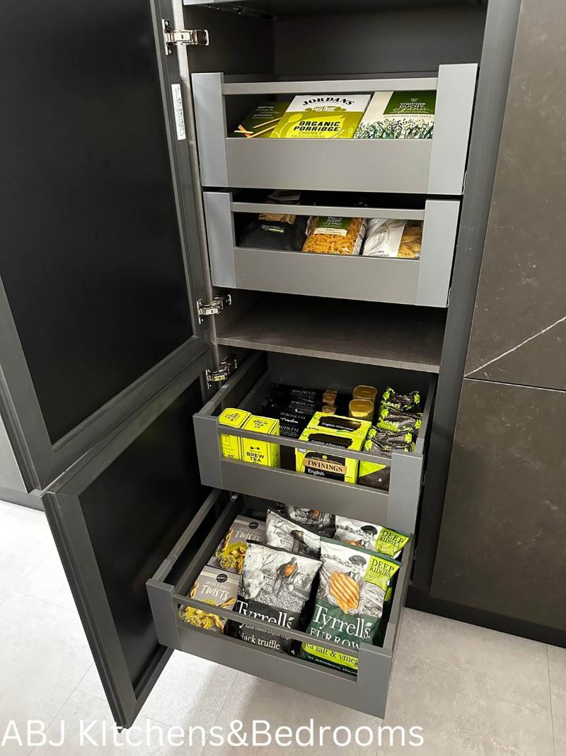 Internal drawers inside a tall larder